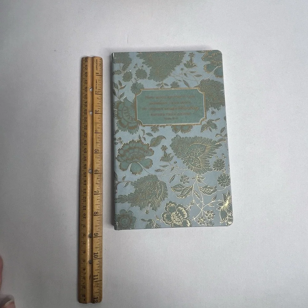 Gift Journal Scripture Gold Toned Aqua Blue Paisley